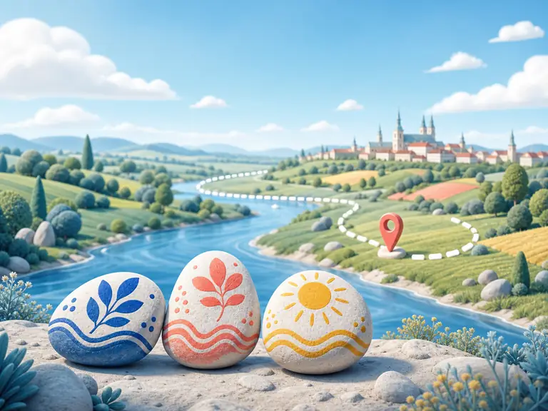 Kolorowe kamyczki nad rzeką